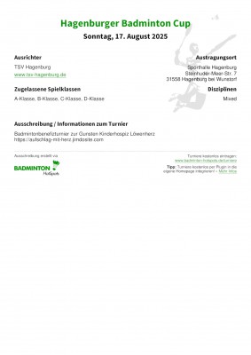 Ausschreibung Hagenburger Badminton Cup
