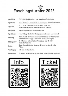 Ausschreibung Faschingsturnier 2026