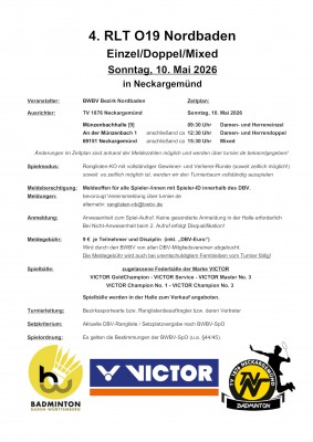 Ausschreibung 4. RLT O19 Nordbaden (EInzel/Doppel/Mixed)