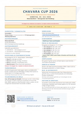 Ausschreibung Chavara Cup 2026(Min. Ein/e Spieler/in muss Inder/in sein)
