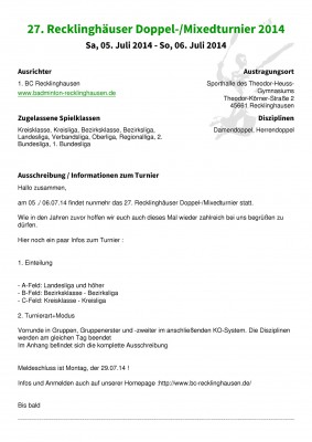 Abbildung der Ausschreibung