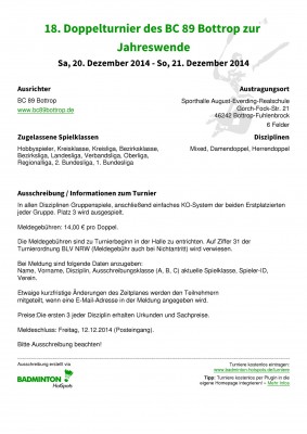 Abbildung der Ausschreibung