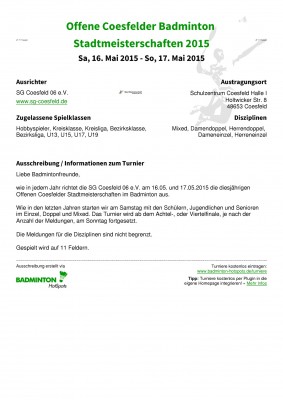 Abbildung der Ausschreibung