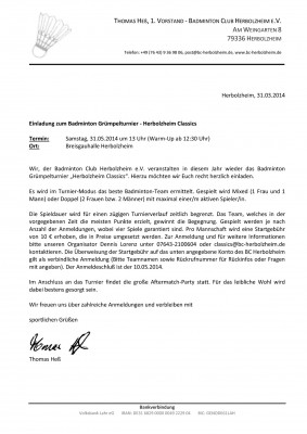 Abbildung der Ausschreibung
