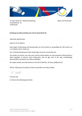 Abbildung der Ausschreibung