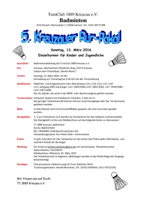 Ausschreibung 5. Kreuzauer Rur-Pokal