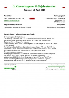 Abbildung der Ausschreibung