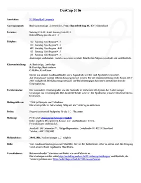 Ausschreibung DusCup 2016