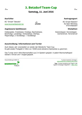 Ausschreibung 3. Betzdorf Team-Cup