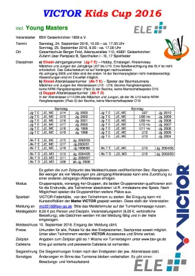 Ausschreibung VICTOR Kids Cup 2016 powered by ELE