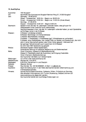 Ausschreibung 15. AueCityCup