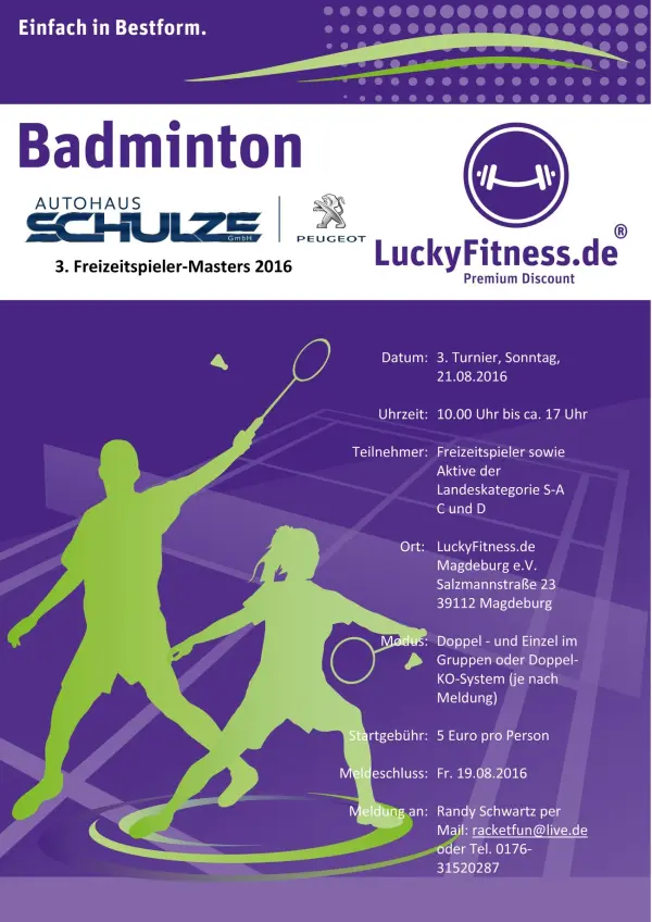 Ausschreibung 3. Peugeot-Freizeitspieler-Masters 2016