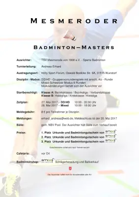 Ausschreibung Mesmeroder Badmintonmasters