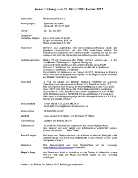 Ausschreibung 30. Victor BSC-Turnier 2017