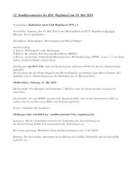 Ausschreibung 12. Sandhasenturnier 2018