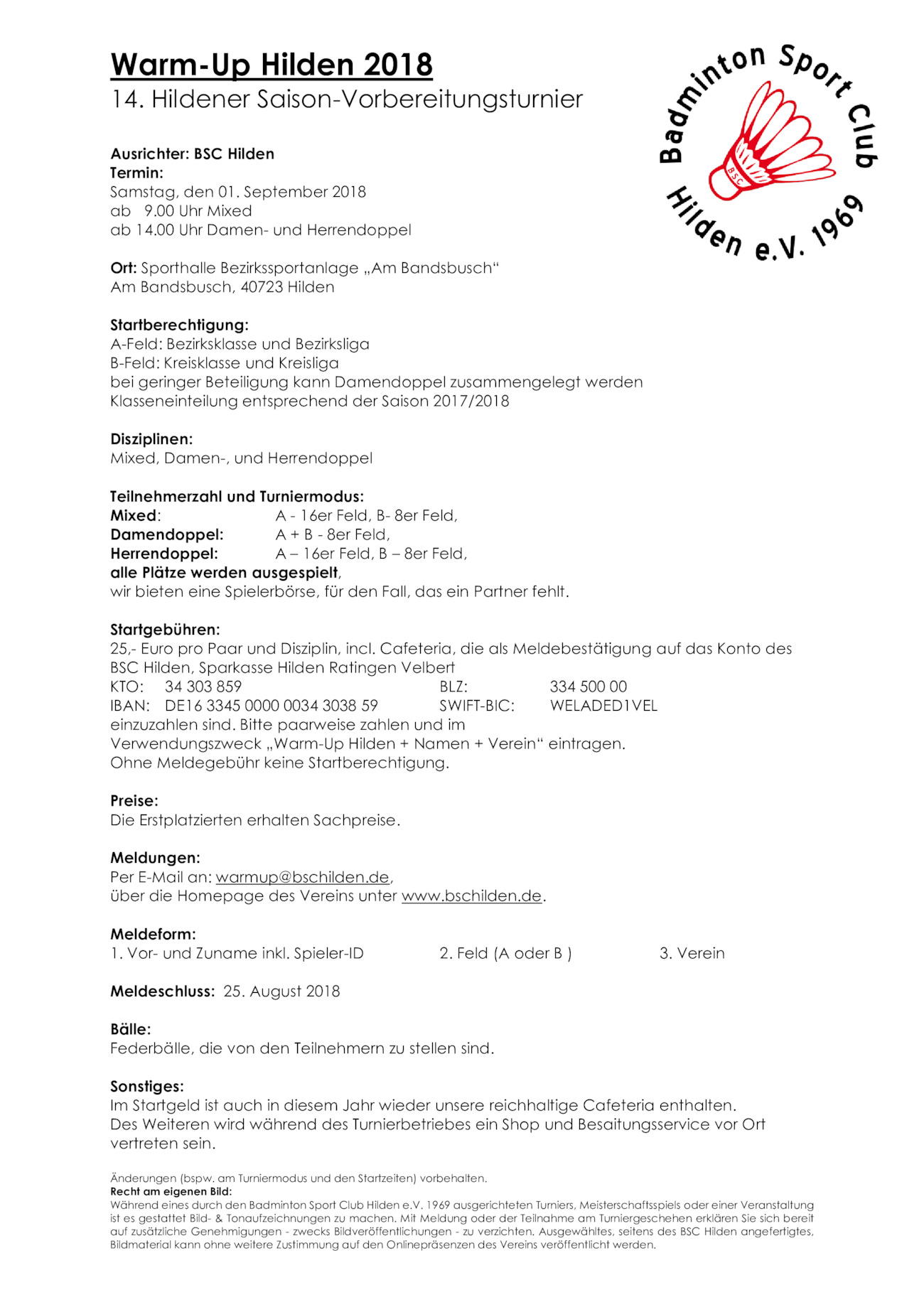 Ausschreibung Warm-Up Hilden 2018