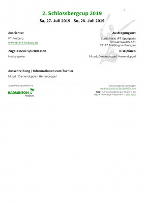 Ausschreibung 2. Schlossbergcup 2019