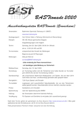 Ausschreibung BASTionade 2020