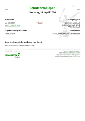 Ausschreibung Schuttertal Open
