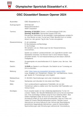 Ausschreibung OSC Düsseldorf Season Opener 2024