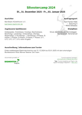Ausschreibung Silvestercamp 2024