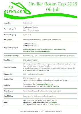 Ausschreibung Eltviller Rosen Cup 2025
