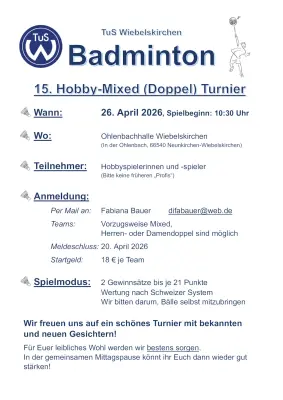 Ausschreibung Hobby-Mixed Turnier