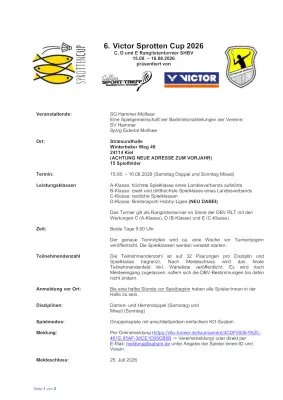 Ausschreibung 6. VICTOR Sprotten Cup